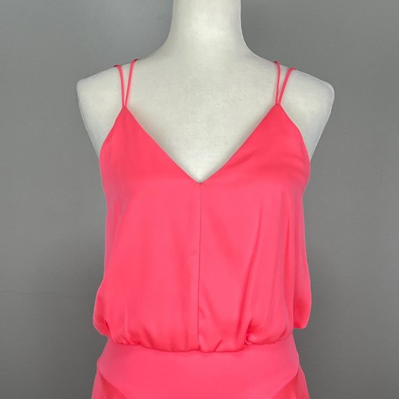 Milly Womens Stretch Silk Crepe Mini Tank Dress Pink Coral Sleeveless size 2 - Picture 2 of 14